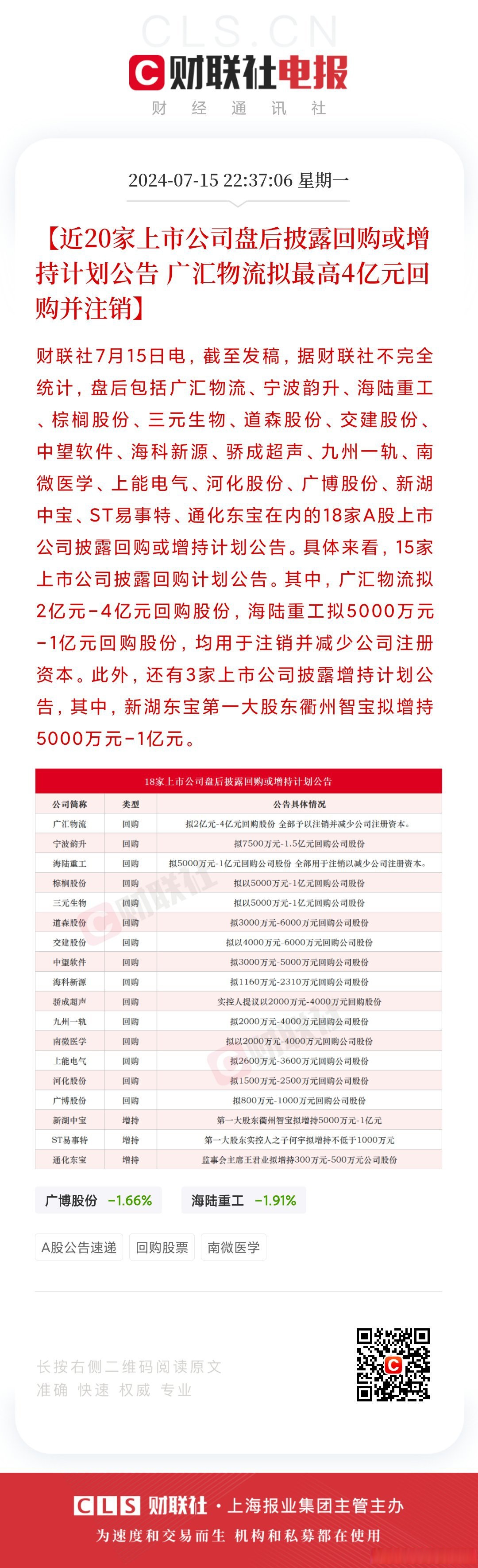 中国巨石：振石集团拟5亿元至10亿元增持公司股份