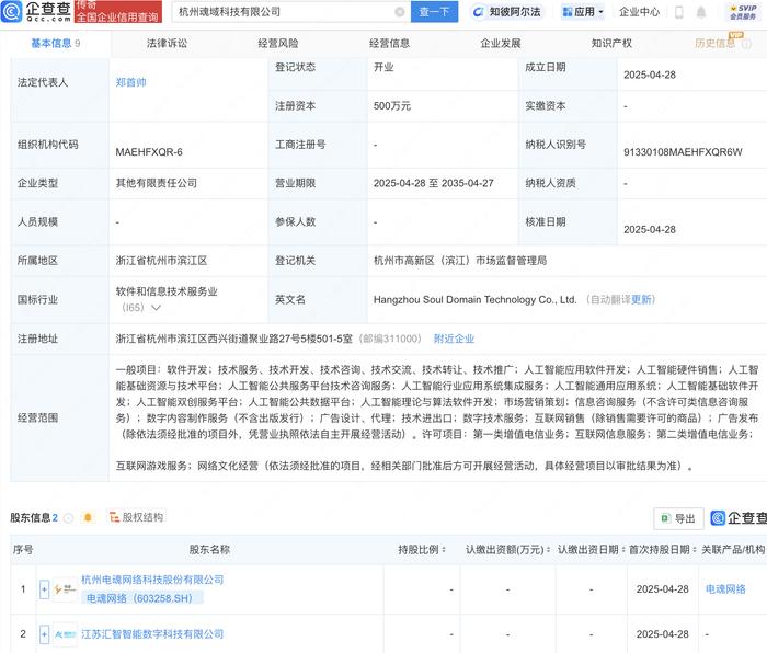 宁波华翔新设科技公司 含多项AI业务