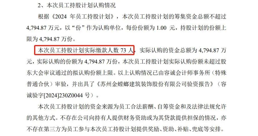 金螳螂2024年员工持股计划股票出售完毕